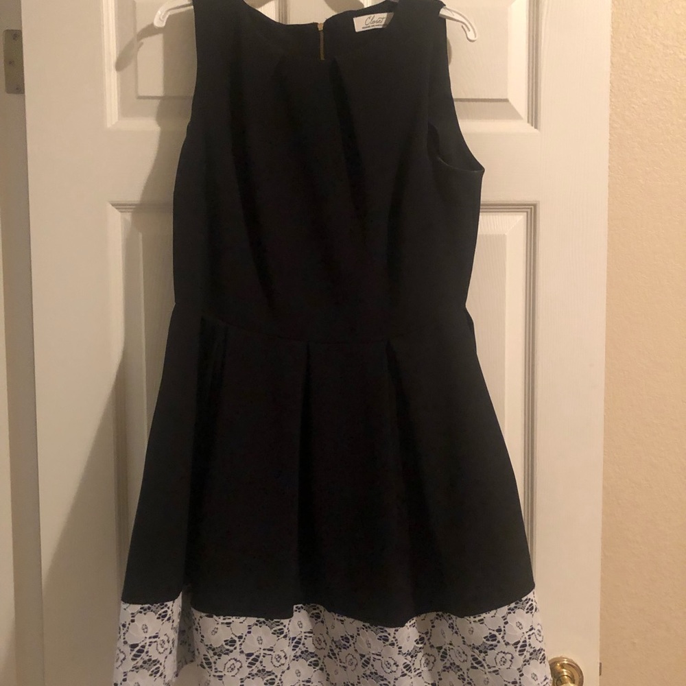 Closet Black Dress with Lace Trimmed Skirt